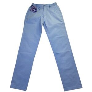 NEW‎ USA Palm Blue Stretch Men's Chino Golf Pants S Coastal Preppy County Club